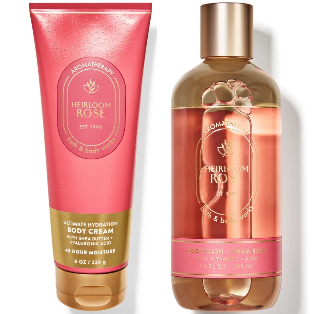 Bath Body Works Heirloom Rose Hydrating Body Cream & Body Wash Set NEW Rare